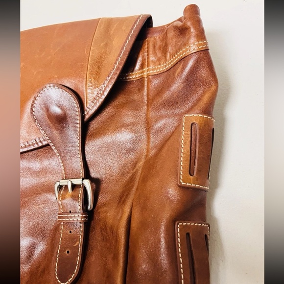 Leather Mercury Gate Barrington Collection Rucksack Backpack Brown Canvas Inside - Picture 6 of 16